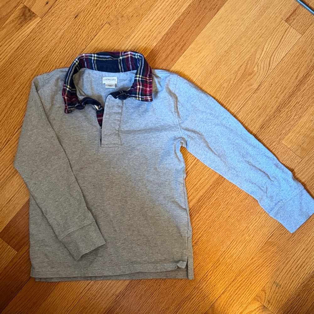 Crew Cuts Gray Polo with tartan Collar
